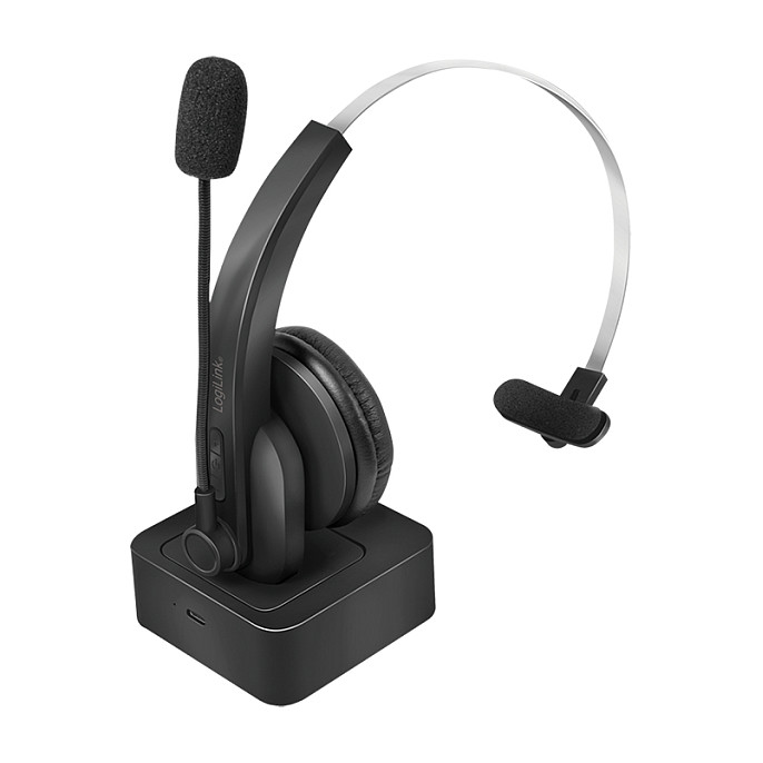 Slušalice LOGILINK BT0059 (Mono, Bluetooth, mikrofon, stalak za punjenje, crna)-0