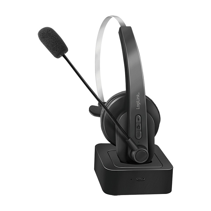 Slušalice LOGILINK BT0059 (Mono, Bluetooth, mikrofon, stalak za punjenje, crna)-3