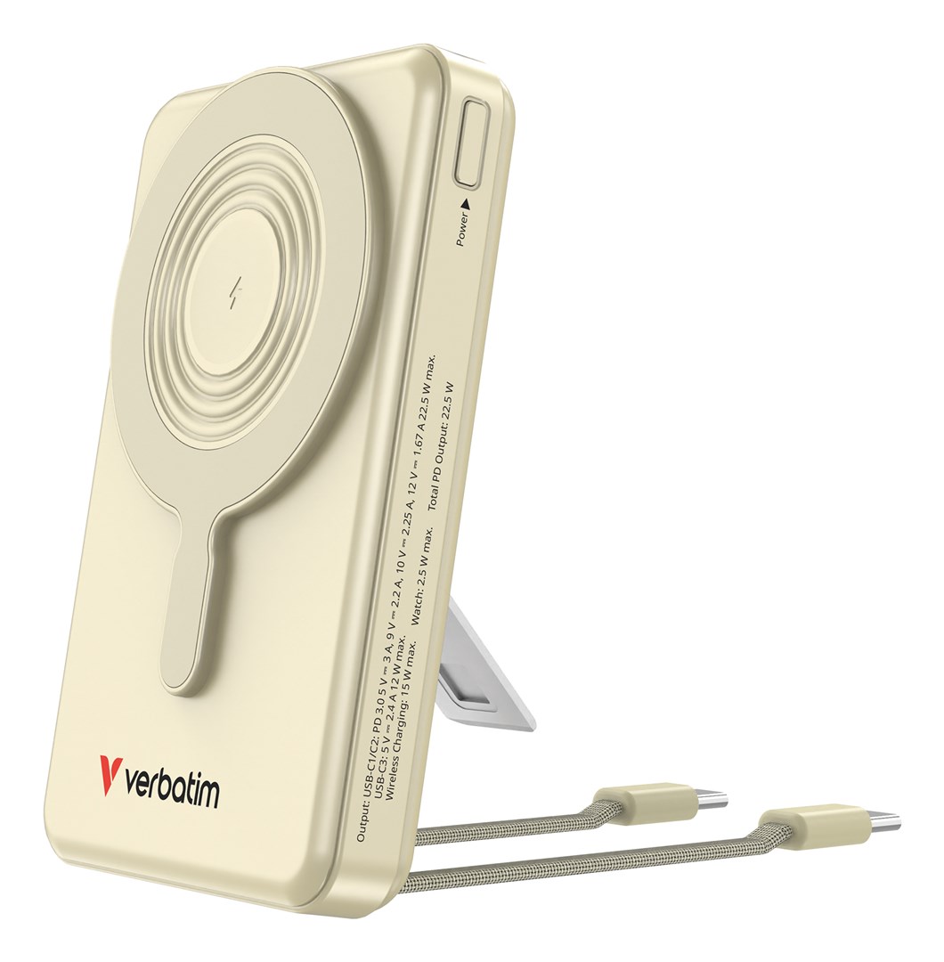 Prijenosna baterija VERBATIM Charge'n'Go 10000 mAh (2x USB-C, zaslon) zlatna boja