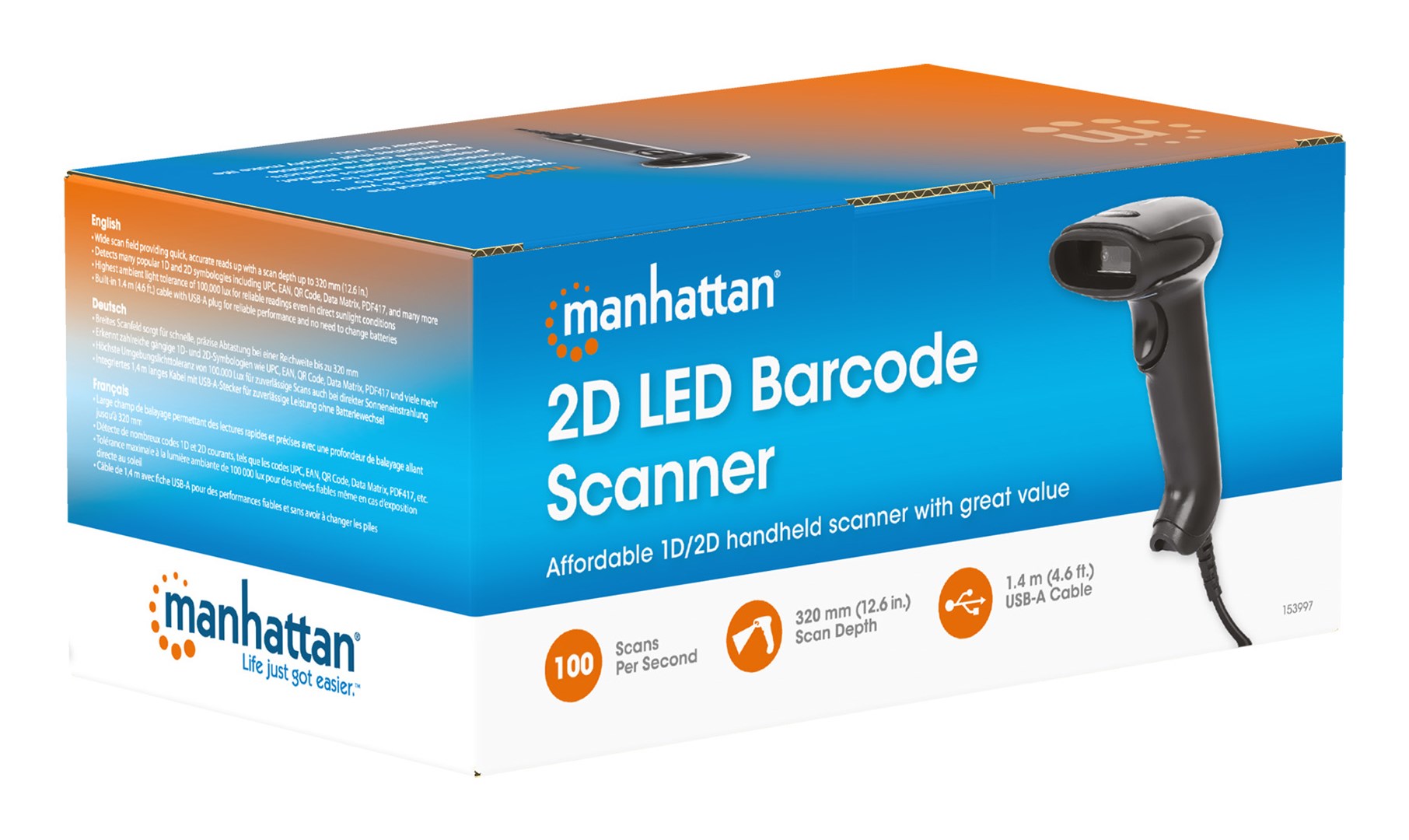 Manhattan Contact CCD Handheld Barcode Scanner, USB, 60mm Scan Width, Cable 152cm, Max Ambient Light 5,000 lux (sunlight), Black, Three Year Warranty-9