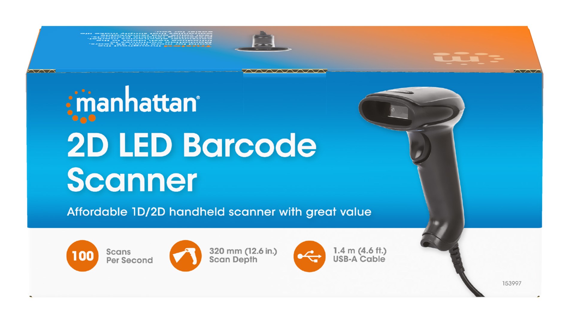 Manhattan Contact CCD Handheld Barcode Scanner, USB, 60mm Scan Width, Cable 152cm, Max Ambient Light 5,000 lux (sunlight), Black, Three Year Warranty-10
