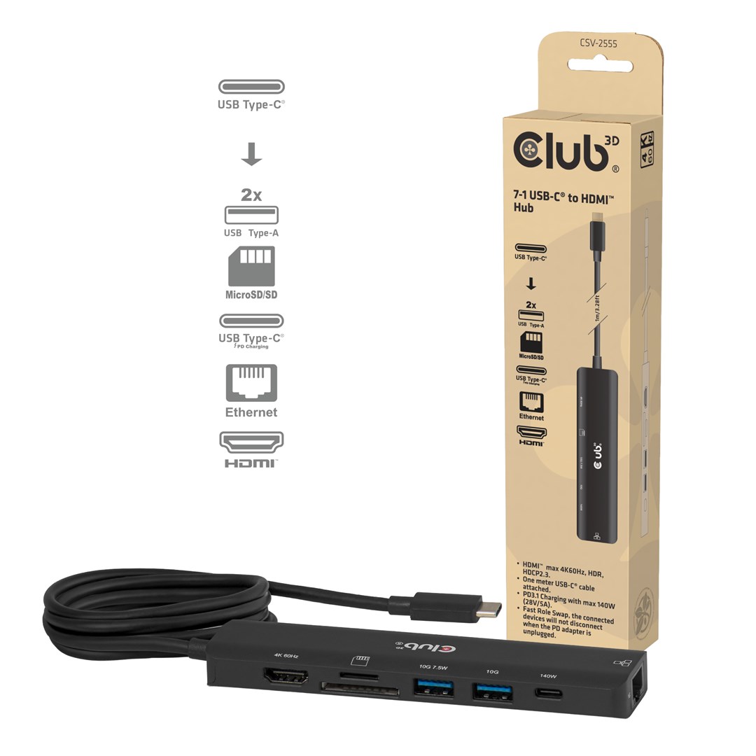CLUB3D 7-1 USB-C® to HDMI™ Hub-0