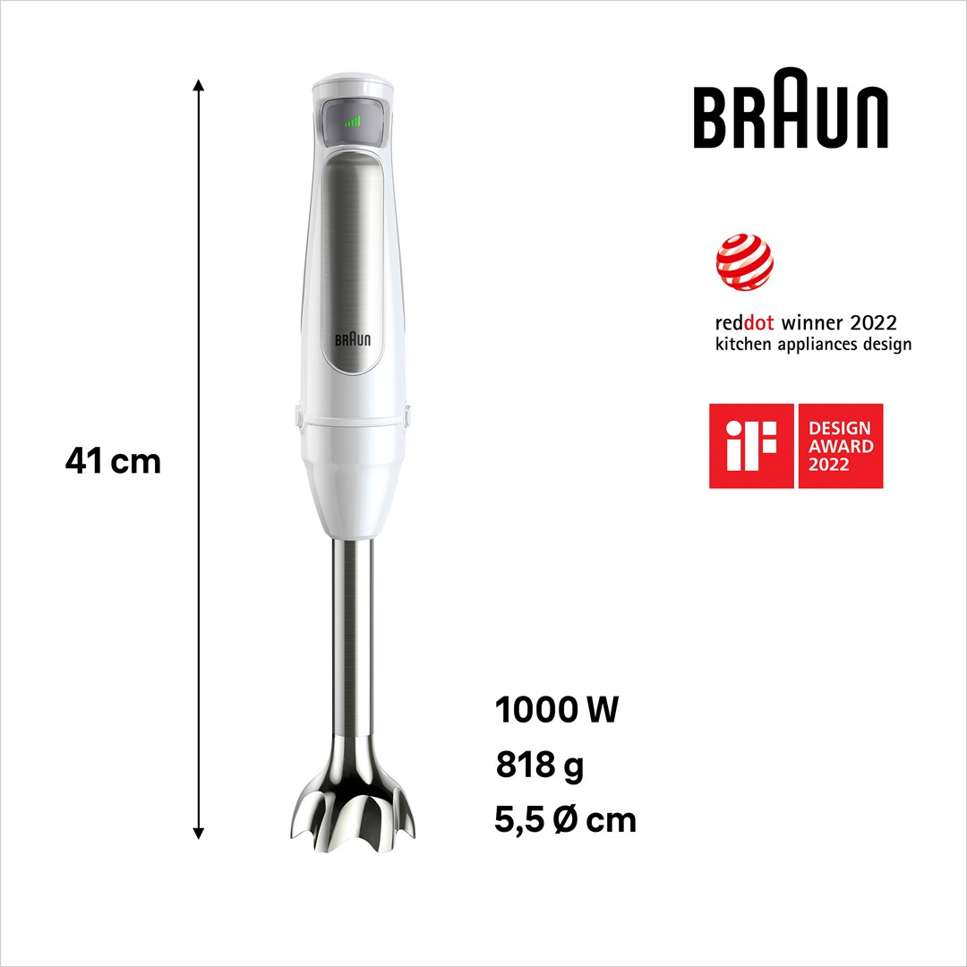Braun MultiQuick 7 MQ7035IWH 0.6 L Immersion blender 1000 W Stainless steel, White-1
