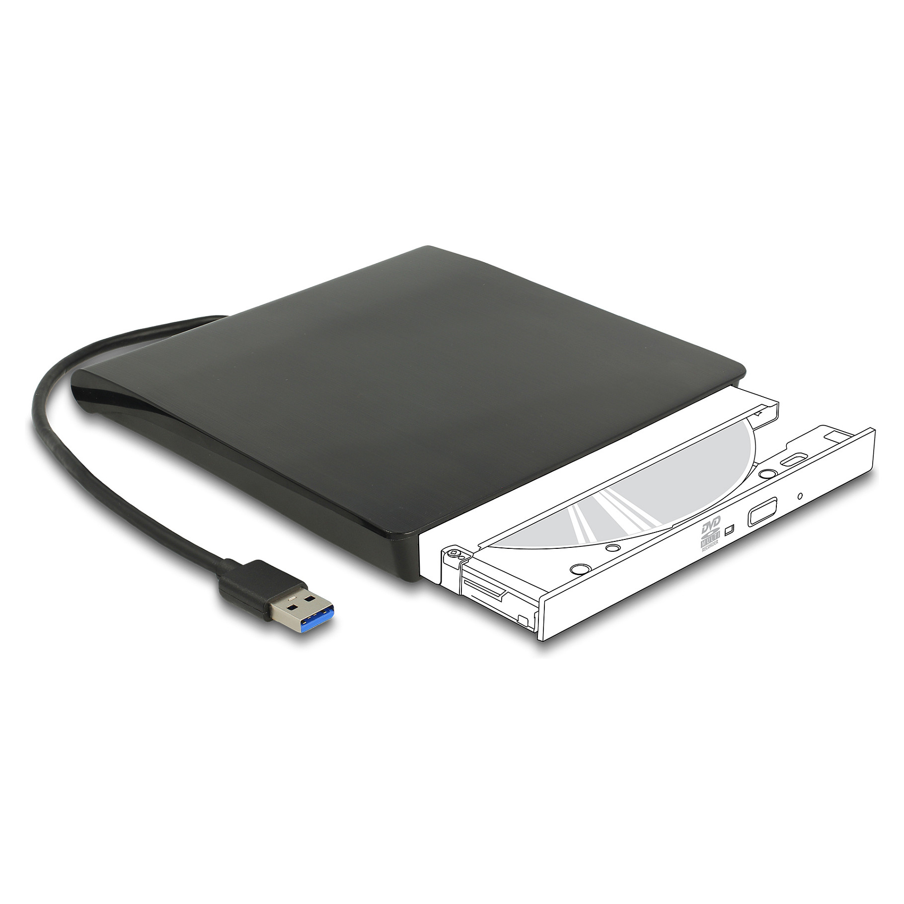 Vanjsko kućište DELOCK 42636 za 5.25" Slim SATA optičke pogone (12.7 mm), USB 3.0-2