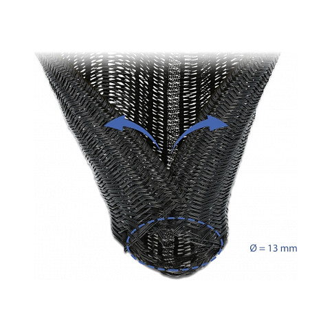 Pleteni bužir za kabele DELOCK samozatvarajući, 5 m x 13 mm, crna boja-1