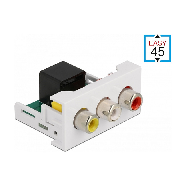 Delock Easy 45 modul 3 x RCA (ž) na RJ45 (ž), 22.5 x 45 mm-0