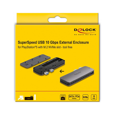 Kućište DELOCK za M.2 NVMe SSD za PlayStation 5 (USB 3.2 Gen 2, bez alata)-4