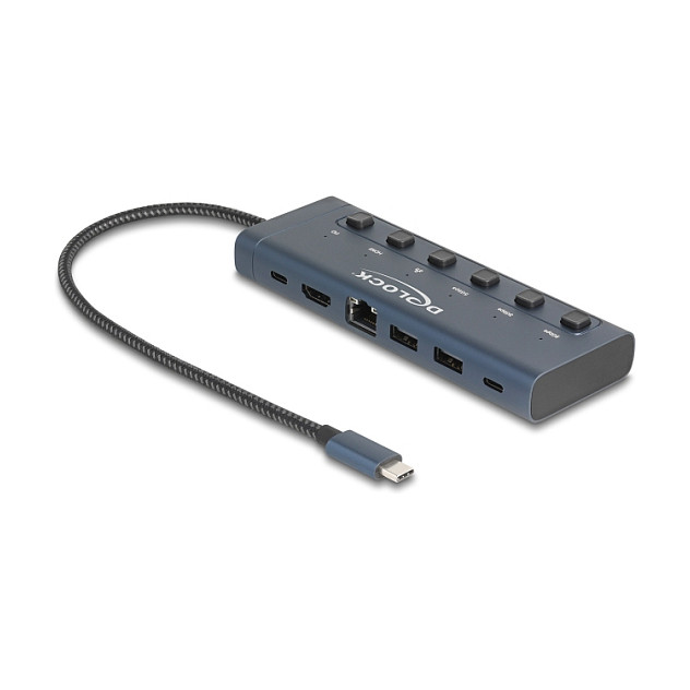 Docking stanica DELOCK USB-C na 4K HDMI / 3x USB 3.2 / LAN / PD 90W (s prekidačem)