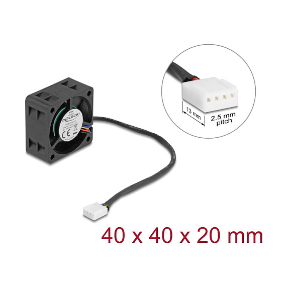 DELOCK Aksijalni ventilator 40 x 40 x 20 mm (24V DC), 67299-2