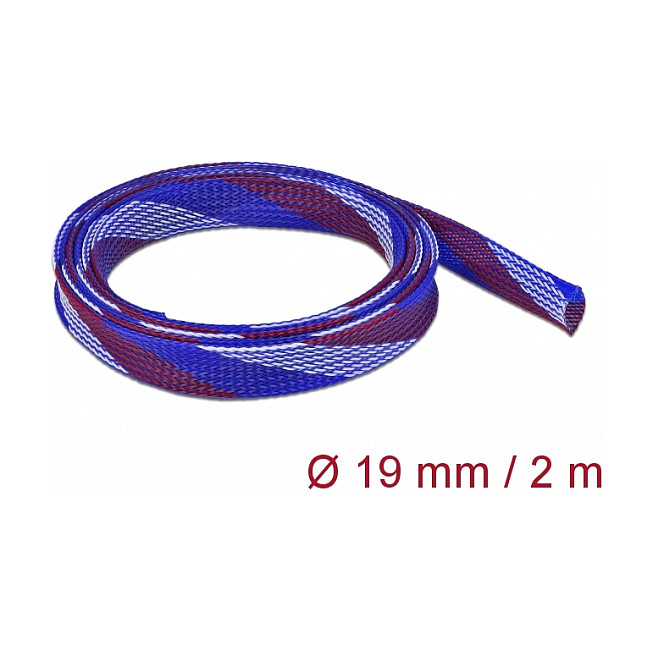 Pleteni bužir DELOCK rastezljivi, 2 m x 19 mm, plavo-crveno-bijela boja