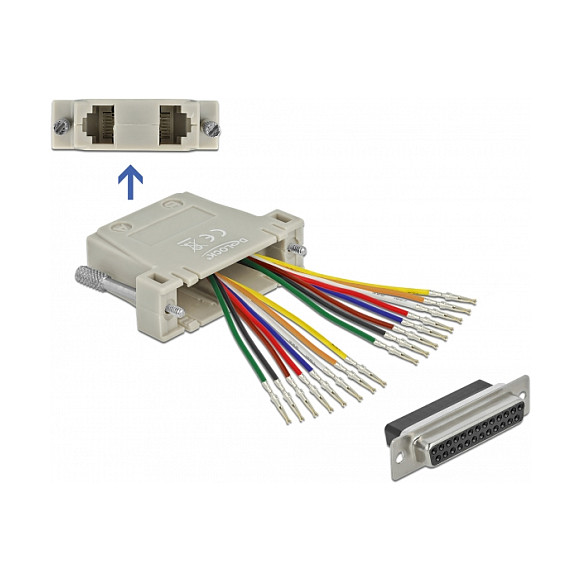 Adapter DELOCK D-Sub 25-pinski ženski na 2x RJ45 ženski, set za montažu