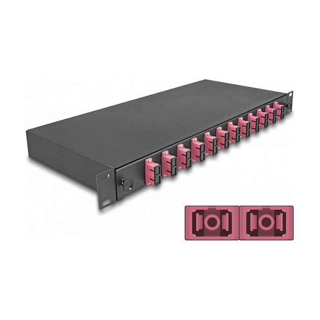 Optički prespojni panel DELOCK 19" 1U, 12 x SC Duplex OM4, kompletno opremljen-0