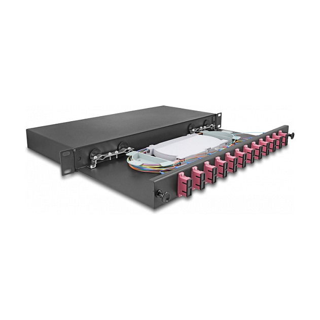 Optički prespojni panel DELOCK 19" 1U, 12 x SC Duplex OM4, kompletno opremljen-1