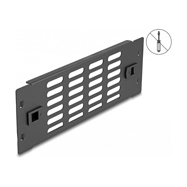Delock 10" panel za mrežni ormar s ventilacijskim otvorima, 2U, crni