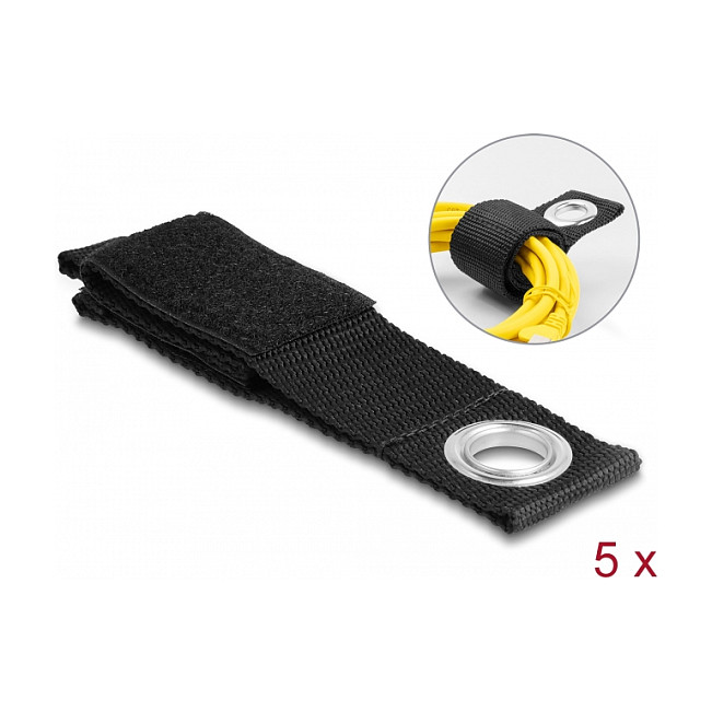 DELOCK čičak trake za kabele 260 x 38 mm (5 komada) crna boja-1