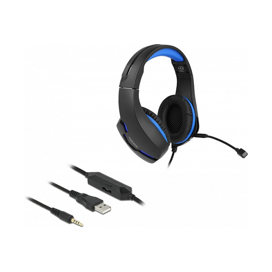 Slušalice DELOCK Gaming Headset (Over-Ear, 3.5 mm, mikrofon, LED, crne)-0