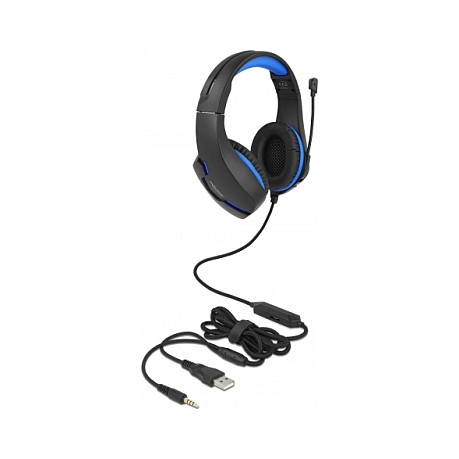 Slušalice DELOCK Gaming Headset (Over-Ear, 3.5 mm, mikrofon, LED, crne)-1
