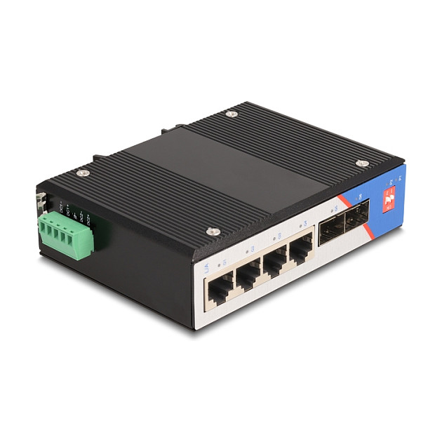 Delock Industrijski Gigabit Ethernet Switch, 4 x RJ45, 2 x SFP, za DIN šinu-1