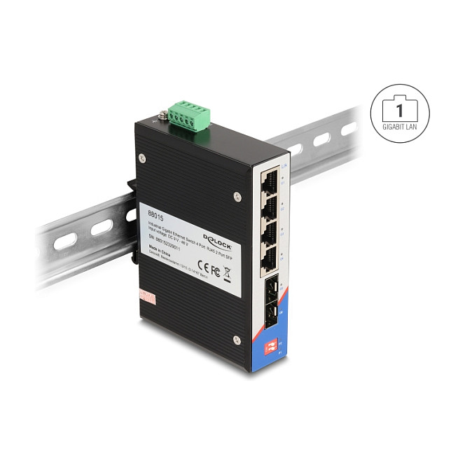 Delock Industrijski Gigabit Ethernet Switch, 4 x RJ45, 2 x SFP, za DIN šinu-3