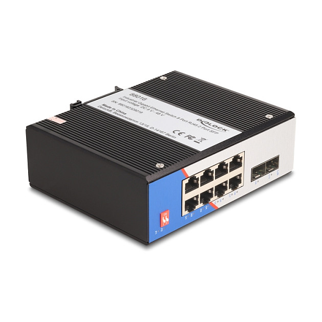 Delock Industrijski Gigabit Ethernet Switch 8-portni RJ45 + 2-portni SFP za DIN šinu-0