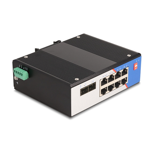 Delock Industrijski Gigabit Ethernet Switch 8-portni RJ45 + 2-portni SFP za DIN šinu-1