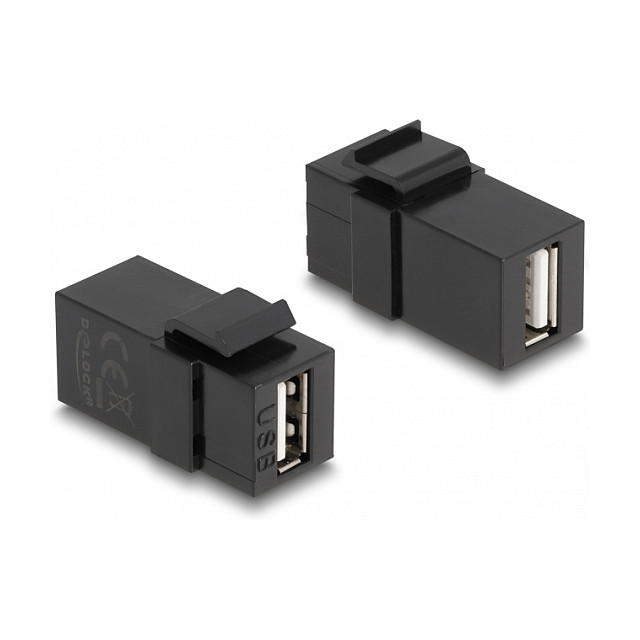 Delock Keystone Modul USB 2.0 A (Ž) na USB 2.0 A (Ž), crni
