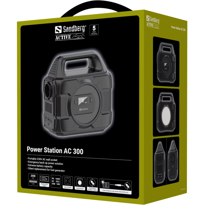 Prijenosna punjiva stanica SANDBERG Power Station 300 AC (300W / 296Wh)-10