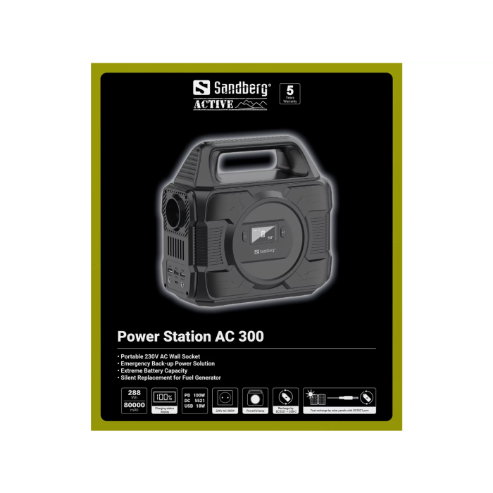 Prijenosna punjiva stanica SANDBERG Power Station 300 AC (300W / 296Wh)-9