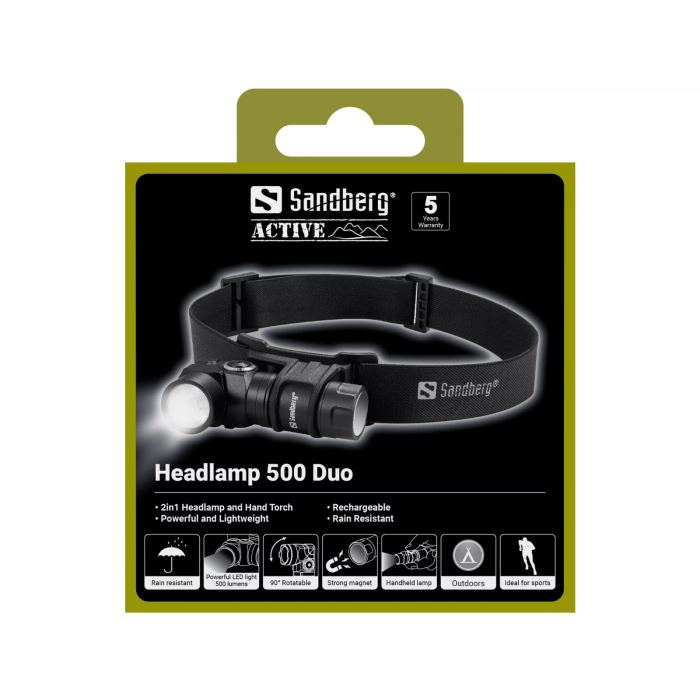 Naglavna svjetiljka SANDBERG Headlamp 500 Duo-7
