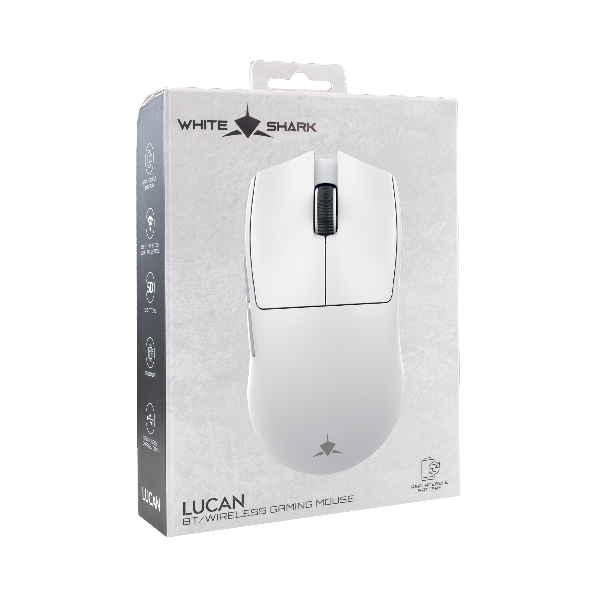 Bežični gaming miš WHITE SHARK LUCAN WGM-5022, 12000 DPI, bijela boja-23