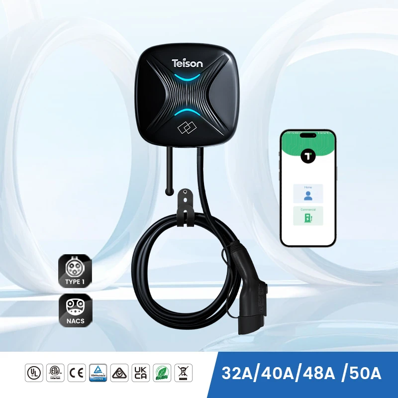 Zidni punjač za električna vozila TEISON Smart Mini HFC-EVC07-003 (7 kW, 32 A, 1-fazni, Type 2, Wi-Fi, Bluetooth, RFID, IP65)-1