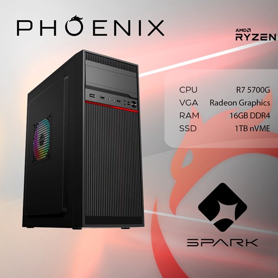 Stolno računalo PHOENIX SPARK Y-247 (AMD Ryzen 7 5700G, 16 GB RAM, 1 TB SSD, bez OS-a)-0