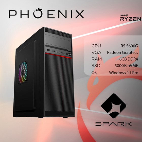 Stolno računalo PHOENIX SPARK Y-262 (AMD Ryzen 5 5600G, 8 GB RAM, 500 GB SSD, AMD Radeon Graphics, Windows 11 Pro)-0