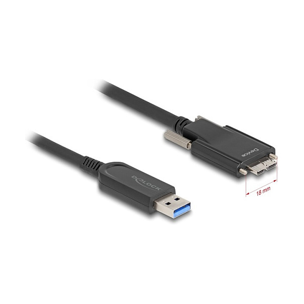 Delock aktivni optički kabel USB-A (M) na USB Micro-B (M) s vijcima, 10 Gbps, 15m-0