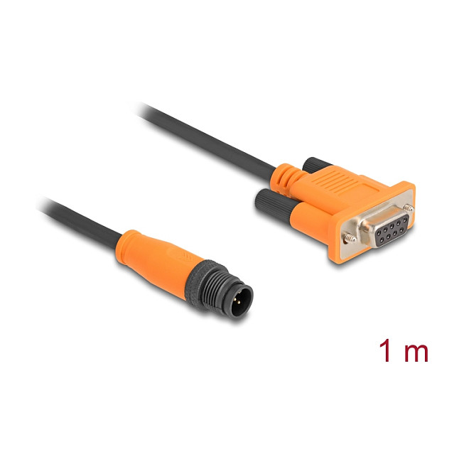 Delock M12 CAN Bus kabel, A-kodirani 5-pinski muški na D-Sub 9 ženski, 1m