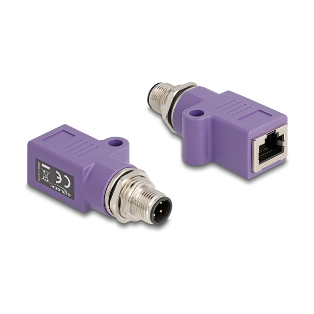 Delock M12 D-kodirani 4-pinski muški na RJ45 ženski adapter Cat.5e s rupom za montažu