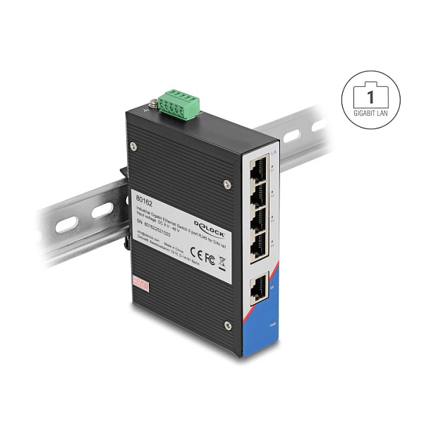 Delock 80162 Industrijski 5-portni Gigabit Ethernet Switch za DIN šinu-3