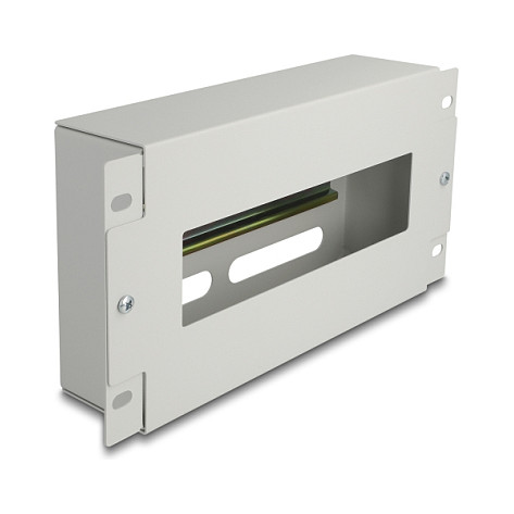 Delock 10" panel za osigurače s poklopcem i DIN letvom, 3U, sivi-0