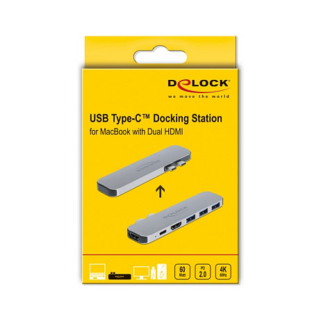 Docking stanica DELOCK 87753 za MacBook (Dual HDMI 4K, USB-C PD)-5