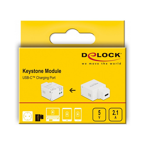 Delock Keystone Modul s USB-C priključkom za punjenje, 2.1A, bijeli-2