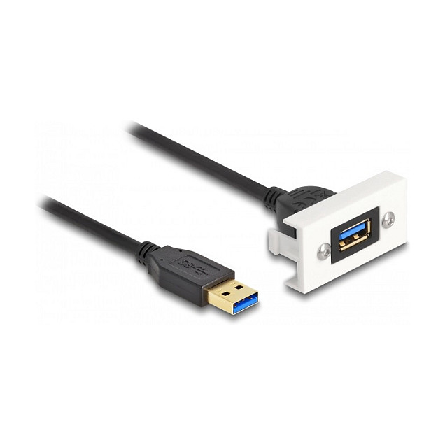 Delock Easy 45 Modul, USB 5 Gbps Type-A ženski na USB Type-A muški s kabelom, 22.5 x 45 mm