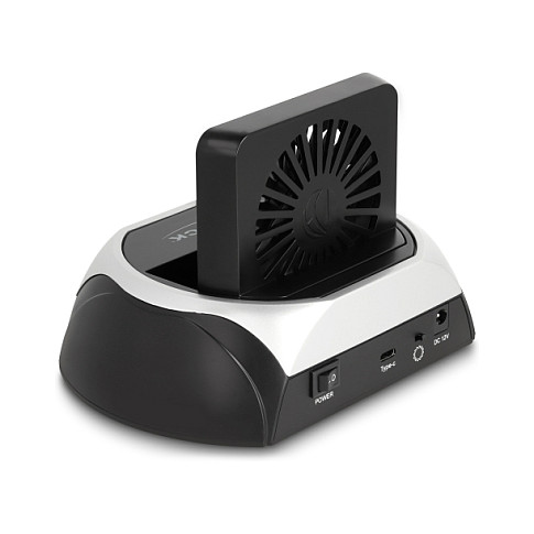 Delock USB 10Gbps priključna stanica za 2.5"/3.5" SATA i M.2 NVMe/SATA SSD s ventilatorom