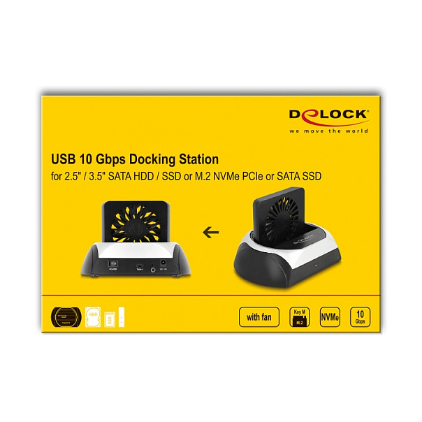 Delock USB 10Gbps priključna stanica za 2.5"/3.5" SATA i M.2 NVMe/SATA SSD s ventilatorom-3