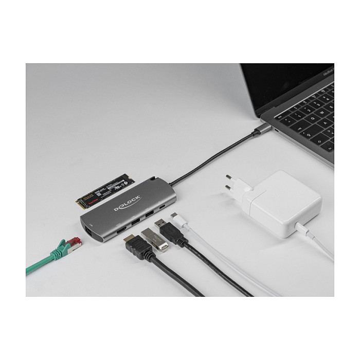 DELOCK USB-C Docking stanica s M.2 utorom (4K HDMI, LAN, PD 3.0)-2