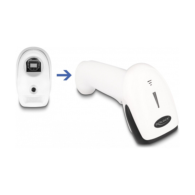 DELOCK bežični 1D/2D čitač barkodova (2.4 GHz, Bluetooth, USB) bijela boja-1