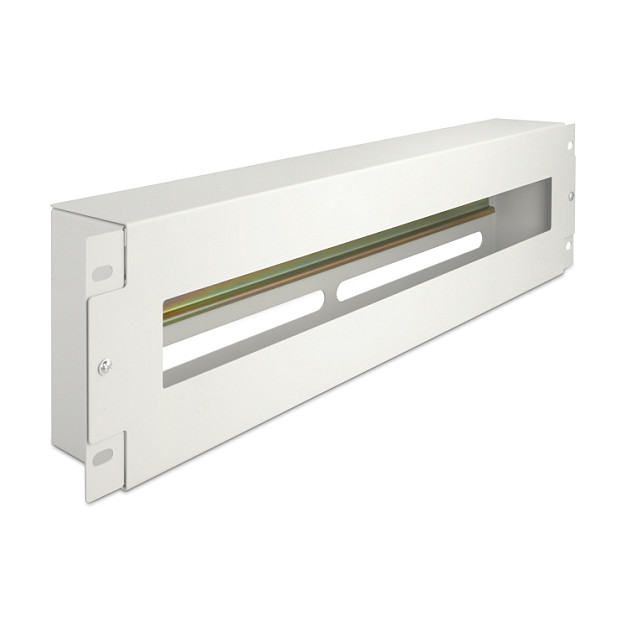 Delock 19" panel za osigurače s poklopcem i DIN letvom, 3U, sivi-0