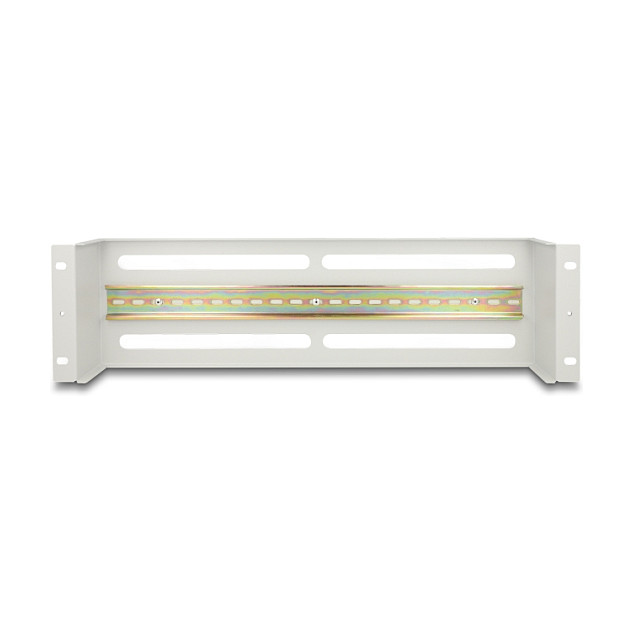 Delock 19" panel za osigurače s poklopcem i DIN letvom, 3U, sivi-3