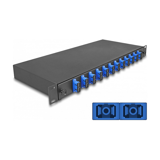 Optički prespojni panel DELOCK 19" 1U, 12 x SC Duplex OS2, potpuno opremljen-0