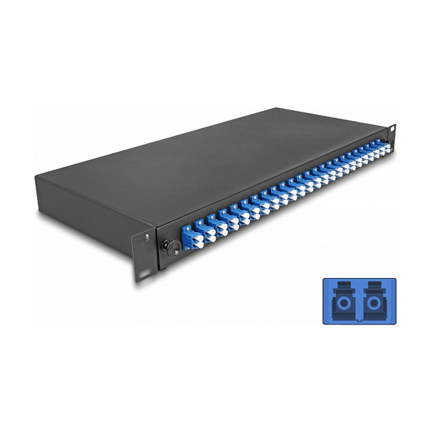Optički prespojni panel DELOCK 19", 24 x LC Duplex OS2, 1U