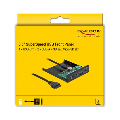 Delock 3.5″ prednji panel 1x USB-C 2x USB-A (5 Gbps), čitač SD/Micro SD kartica-4